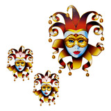 Kit 03 Enfeite Mural Arlequina Carnaval Decoração Parede