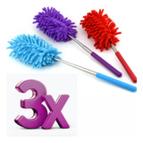 Kit 03 Espanador Pó Extensivel Microfibra Eletrostatico 74cm