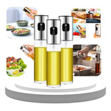 Kit 03 Galheteiro Borrifador Azeite Spray Vinagre Vidro Inox