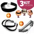 Kit 03 Gargantilhas Choker Veludo 2,5cm Duplo Renda Tam Pers