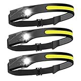 KIT 03 Lanternas De Cabeça LED Recarregável Ciclismo Pesca Caminhada Potente Resistente à Água IPX4 5 Modos De Luz 270 Iluminação Uso Profissional
