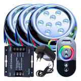 Kit 03 Led 9w 80mm Rgb Piscina Comando Fonte Rosca 1 2