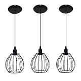 Kit 03 Lustres Luminarias Pendentes Aramado Modelo Balão Estilo Retrô Cor Preto Ideal Para Balcão Bancada Preto 