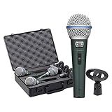 Kit 03 Microfone MXT Dinamico PRO BT-58A Metal Com Maleta E Cachimbo
