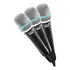 Kit 03 Microfones De Mão Profissional Sm48 Lyco + Cabo 5mts Cor Preto