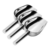 Kit 03 Pá Concha Medidora De Gelo Barman Grãos Cereais Inox