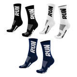 Kit 03 Pares Meia Corrida Hupi Run Preto Branco E Azul
