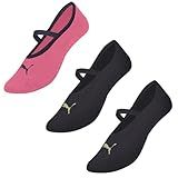 Kit 03 Pares Meia Puma Sapatilha Antiderrapante 2 Pretas 1 Rosa 34 39