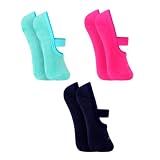 Kit 03 Pares Meia Sapatilha Antiderrapante Pilates Trifil Yoga Feminino Adulto   1 Marinho   1 Verde Aqua   1 Rosa Frutti   35 38