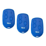 Kit 03 Pcs Controle Remoto Nice Linear Hcs 3 Botões Azul