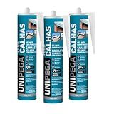 Kit 03 Selante Veda Calhas E Rufos Silicone Fixador Adesivo Vedação Calha E Emendas Unipega 280ml Cinza