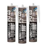 Kit 03 Silicone Pu 40 Selante Fixador Adesivo Preto Unipega 280ml Tubo Cola Fixador De Cuba Poliuretano Uso Profissional Para Construção Mármore Concreto Aço