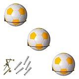 Kit 03 Suporte Bola Futebol Basquete Vôlei 16x16cm Aço Reforçado Preto   Parafusos E Buchas