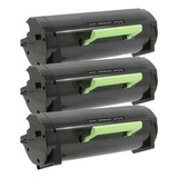 Kit 03 Toner Compatível 604h 60fbh00 P Impressora Lexmark Mx310 Mx410 Mx611 10 000 Cópias Tinta Preto