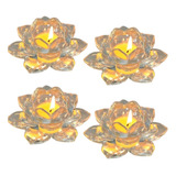 Kit 04 Castiçal De Vidro Porta Velas Flor De Lótus Decoração