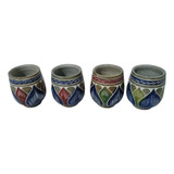 Kit 04 Copinhos P Dose Shot Cachaça Bordado Em Pedra Sabã