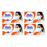 Kit 04 Cx Mascara Branca Medix Original C 50 Unidades Anvisa