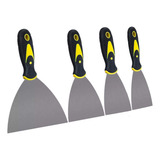 Kit 04 Espátulas Aço Gesso Massa Corrida Drywall Multiuso