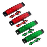 Kit 04 Luz Navegação 6 Leds Verde Vermelha Barco Lancha