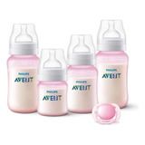 Kit 04 Mamadeiras Classic Avent 125 260 330 Chupeta rosa Cor Rosa