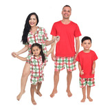 Kit 04 Pijamas Família Combinando Infantil Adulto Malha