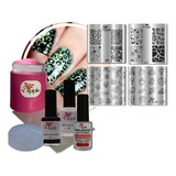 Kit 04 Placas L Apipila 1 Carimbo 2 Esmalte Finalizador