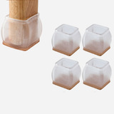 Kit 04 Protetor Pé De Cadeira Mesa Quadrado Silicone Feltro