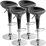 Kit 04 Un Banquetas Giratória Alta Cozinha Americana Bar Balcão Tulipa Lotus Assento Abs Preta 