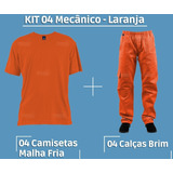 Kit 04 Uniforme Mecânico Calça Brim + Camiseta Malha Fria