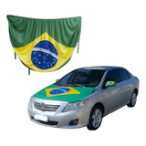 Kit 05 Bandeira Brasil Para Capô De Carro Elástico