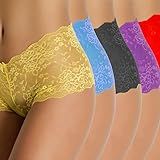 Kit 05 Caleçon Shortinho Em Renda Calcinha Calesson Lingerie Feminina Rendado BR Numérico 42 Regular Variadas 