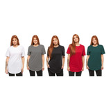 Kit 05 Camisetas Feminina Longline Oversized Swag C1