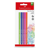 Kit 05 Caneta Fine Pen Pop 0 4mm Cores Vibrantes Faber Tinta Colorida Exterior Colorida