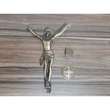 Kit 05 Cristo De Bronze Medalha Inri Cruz Crucifixo Fé
