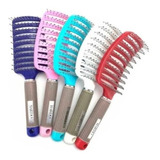 Kit 05 Escova Raquete Vazada Curvada Desembaraça Cabelos