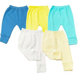 Kit 05 Mijão calça Bebê Pé Reversível Malha 100 Algodão