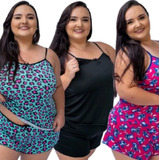 Kit 05 Pijamas Feminino Plus Size Short Doll Baby Doll