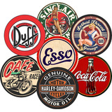 Kit 05 Placas Decorativas Vintage Retro Carros Motos 25x25