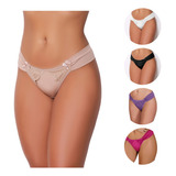 Kit 05 Tanga Conforto Calcinha Fio Lateral Larga Atacado