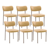Kit 06 Cadeiras Estofadas Para Sala De Jantar Melina Base Arena L02 Couríssimo Fendi