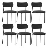 Kit 06 Cadeiras Estofadas Sala Jantar Melina Bouclê Preto