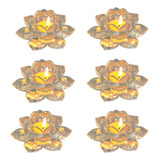 Kit 06 Castiçal De Vidro Porta Velas Flor De Lótus Decoração
