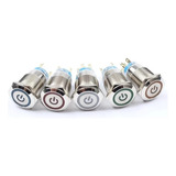 Kit 06 Chave Led 12v 24v 16mm C Trava Botão Liga Desliga