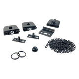 Kit 06 Janela Basculante Pequeno Vidro Alvenaria Alumínio Cor Preto