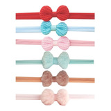 Kit 06 Laço De Cabelo Faixinha Bebê Na Meia Seda Rn