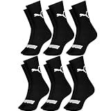 Kit 06 Pares Meia Puma Cano Médio Esportiva Everyday Algodão Adulto Unissex - 1 Cinza - 1 Branca - 4 Pretas - 39-43