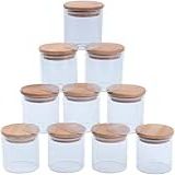 Kit 06 Potes De Mantimentos Herméticos 200ml Pote Redondo De Vidro Tampa De Bambu Premium GAXMARK