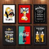 Kit 06 Quadros Placas Decorativas Bar Cerveja Area Gourmet