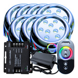 Kit 07 Led 9w 80mm Rgb Piscina Comando Fonte Rosca 1 2