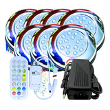 Kit 07 Luminária Piscina Led 15w Rgb Inox Wifi App Fonte